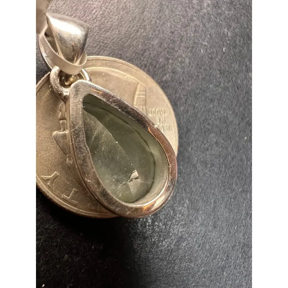 NEW Aquamarine sterling silver teardrop pendant